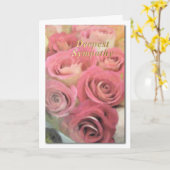 Diepste sympathie voor roze rozen kaart (Gele Bloem)