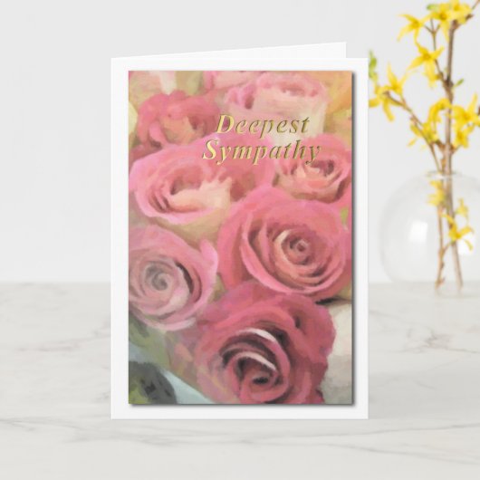 Diepste sympathie voor roze rozen kaart (Gele Bloem)