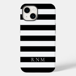 Diepste Zwarte Strepen Naam of Monogram iPhone 14 Case-Mate iPhone 14 Hoesje