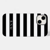 Diepste Zwarte Strepen Naam of Monogram iPhone 14 Case-Mate iPhone Case (Achterkant (horizontaal))