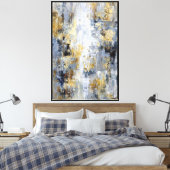 Diepte & Drift: Blauwe Goud Abstracte Canvas Afdruk (Insitu (Slaapkamer))