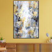 Diepte & Drift: Blauwe Goud Abstracte Canvas Afdruk (Insitu (Woonkamer))
