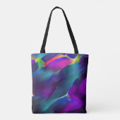 Diepte en gekleurde reliëfs, blauw overheerst tote bag (Achterkant)