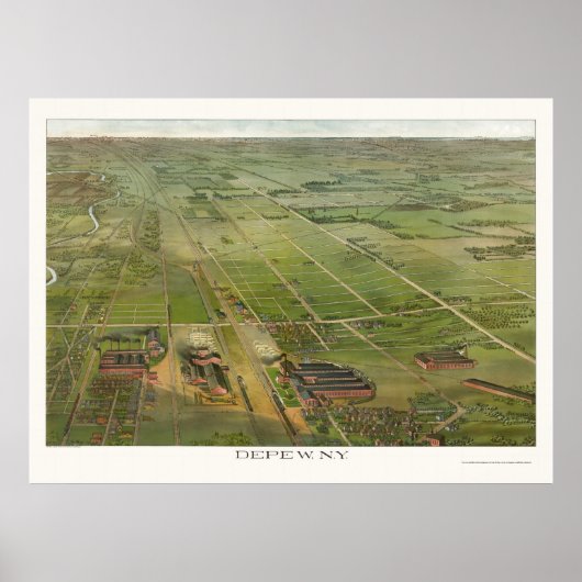 Diepte, NY Panoramic Map - 1898 Poster (Voorkant)