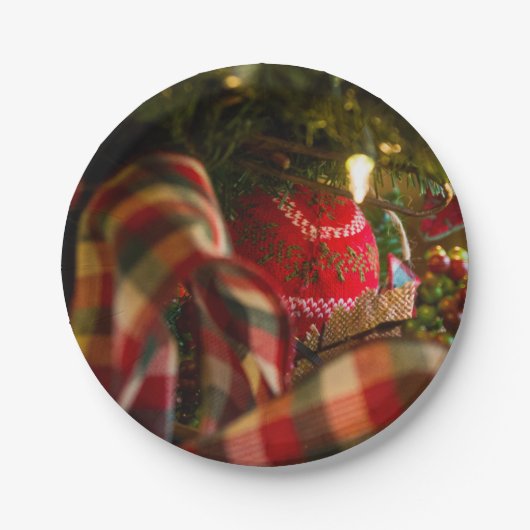 Diepte van de kerstboom papieren bordje (Voorkant)