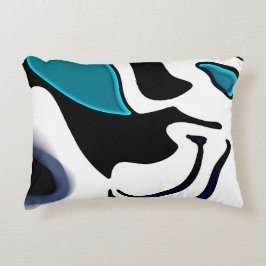 Dieptelading: Abstract Zwart, Wit & Blauw Accent Kussen