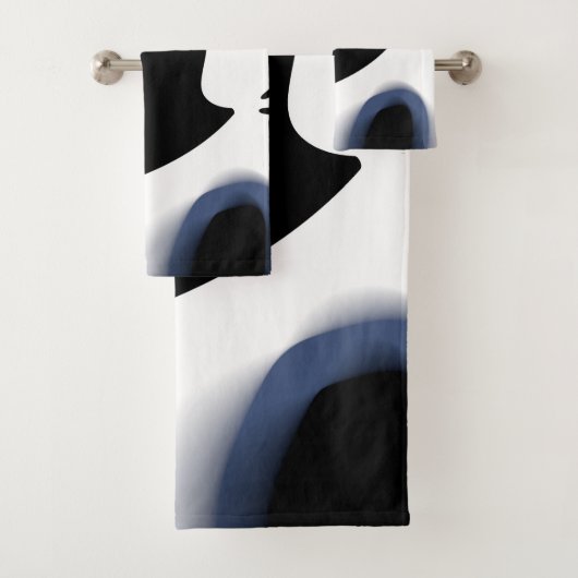 Dieptelading: Abstract Zwart, Wit & Blauw Bad Handdoek (Insitu)