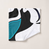 Dieptelading: Abstract Zwart, Wit & Blauw Bad Handdoek (Wasdoekje)