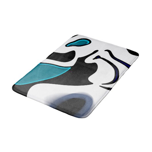 Dieptelading: Abstract Zwart, Wit & Blauw Badmat (Gekanteld)