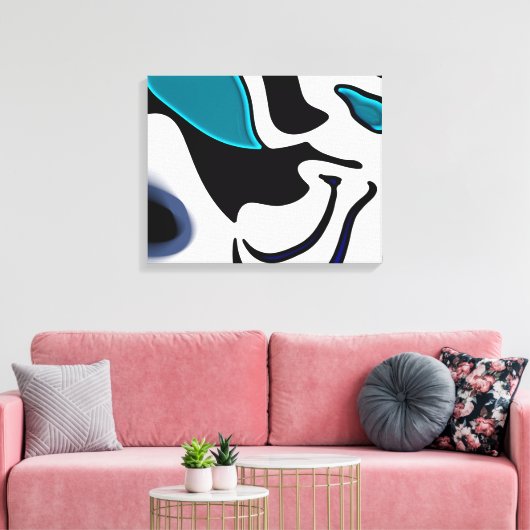 Dieptelading: Abstract Zwart, Wit & Blauw Canvas Afdruk (Insitu (Woonkamer))