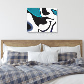 Dieptelading: Abstract Zwart, Wit & Blauw Canvas Afdruk (Insitu (Slaapkamer))