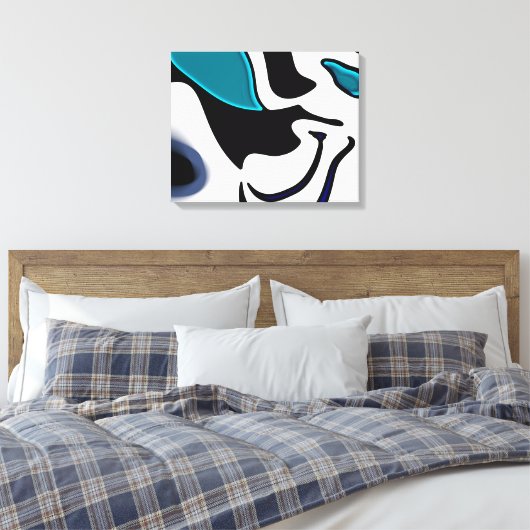 Dieptelading: Abstract Zwart, Wit & Blauw Canvas Afdruk (Insitu (Slaapkamer))