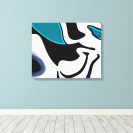 Dieptelading: Abstract Zwart, Wit & Blauw Canvas Afdruk