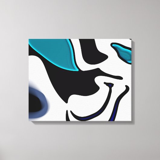 Dieptelading: Abstract Zwart, Wit & Blauw Canvas Afdruk (Voorkant)