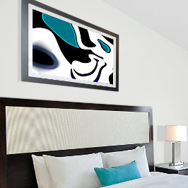 Dieptelading: Abstract Zwart, Wit & Blauw Canvas Afdruk