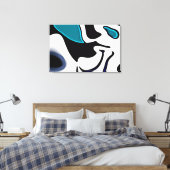Dieptelading: Abstract Zwart, Wit & Blauw Canvas Afdruk (Insitu (Slaapkamer))