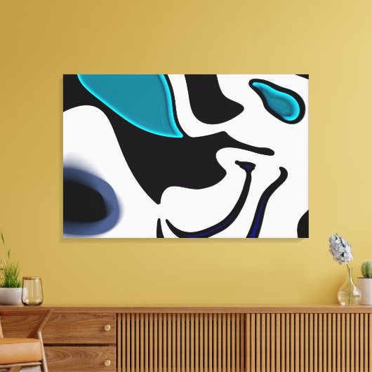 Dieptelading: Abstract Zwart, Wit & Blauw Canvas Afdruk (Insitu (Woonkamer))