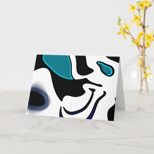 Dieptelading: Abstract Zwart, Wit & Blauw Kaart (Gele Bloem)