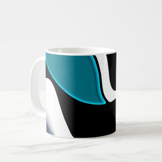 Dieptelading: Abstract Zwart, Wit & Blauw Koffiemok (Voorkant links)