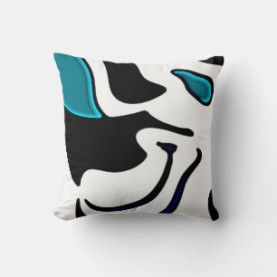 Dieptelading: Abstract Zwart, Wit & Blauw Kussen