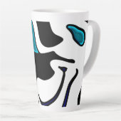 Dieptelading: Abstract Zwart, Wit & Blauw Latte Mok (Rechterhoek)