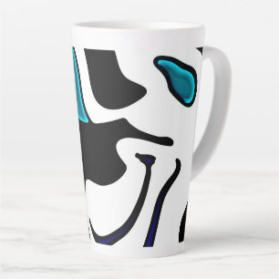 Dieptelading: Abstract Zwart, Wit & Blauw Latte Mok