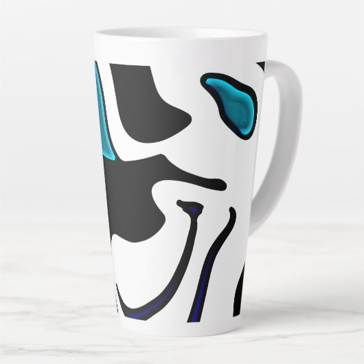 Dieptelading: Abstract Zwart, Wit & Blauw Latte Mok (Rechterhoek)