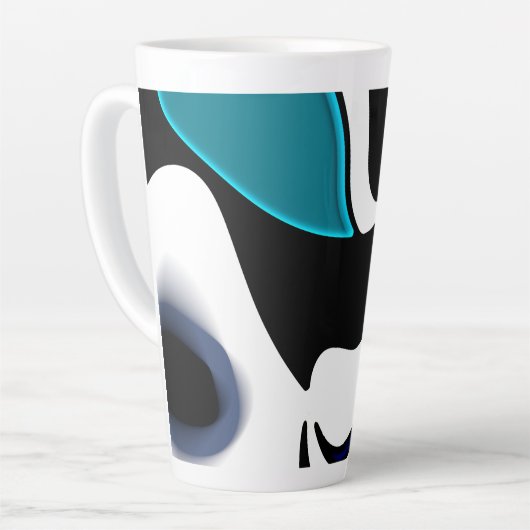 Dieptelading: Abstract Zwart, Wit & Blauw Latte Mok (Linkerhoek)