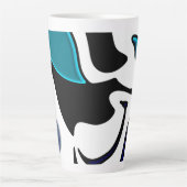 Dieptelading: Abstract Zwart, Wit & Blauw Latte Mok (Voorkant)