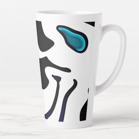 Dieptelading: Abstract Zwart, Wit & Blauw Latte Mok (Rechts)