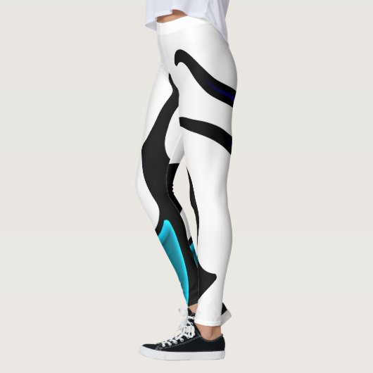Dieptelading: Abstract Zwart, Wit & Blauw Leggings (Links)