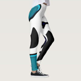 Dieptelading: Abstract Zwart, Wit & Blauw Leggings