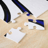 Dieptelading: Abstract Zwart, Wit & Blauw Legpuzzel (Zijkant)
