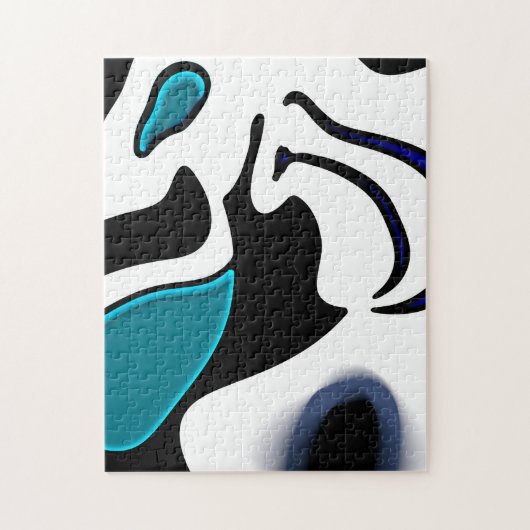 Dieptelading: Abstract Zwart, Wit & Blauw Legpuzzel (Verticaal)