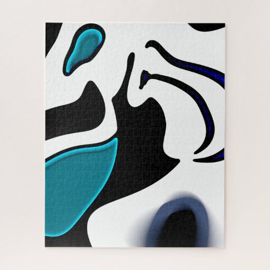 Dieptelading: Abstract Zwart, Wit & Blauw Legpuzzel (Verticaal)