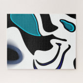 Dieptelading: Abstract Zwart, Wit & Blauw Legpuzzel (Horizontaal)