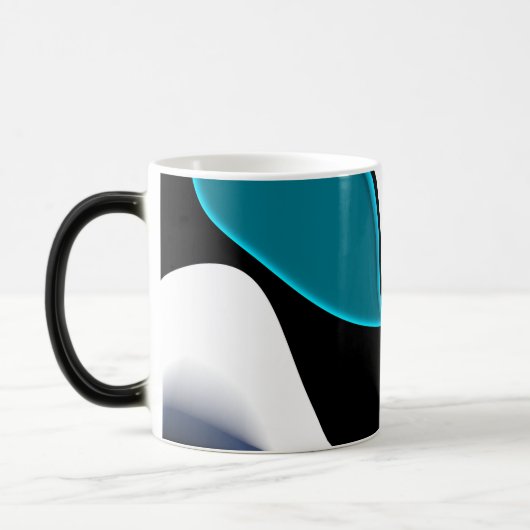 Dieptelading: Abstract Zwart, Wit & Blauw Magische Mok (Links)