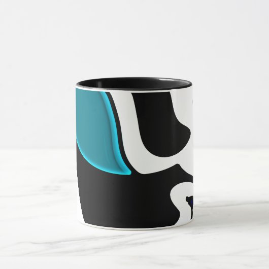 Dieptelading: Abstract Zwart, Wit & Blauw Mok (Midden)