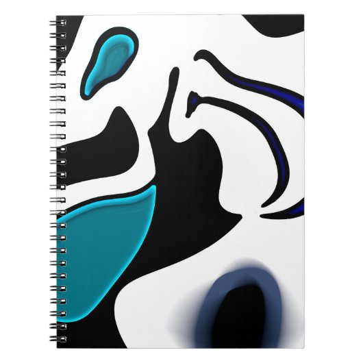 Dieptelading: Abstract Zwart, Wit & Blauw Notitieboek (Voorkant)