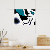 Dieptelading: Abstract Zwart, Wit & Blauw Poster (Keuken)