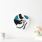 Dieptelading: Abstract Zwart, Wit & Blauw Ronde Klok (Huis)