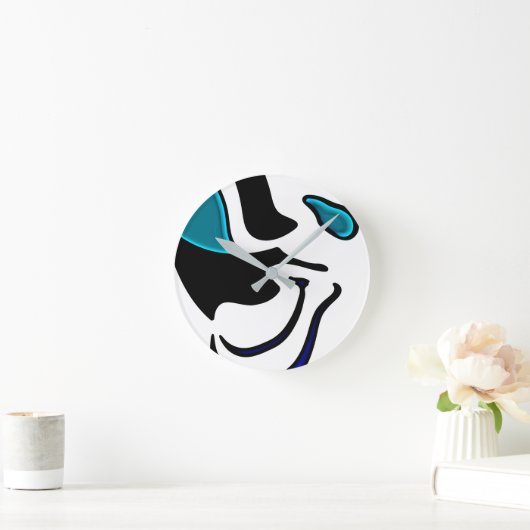 Dieptelading: Abstract Zwart, Wit & Blauw Ronde Klok (Huis)