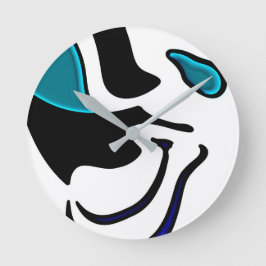 Dieptelading: Abstract Zwart, Wit & Blauw Ronde Klok