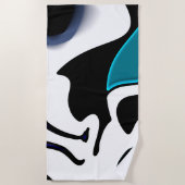 Dieptelading: Abstract Zwart, Wit & Blauw Strandlaken (Voorkant)