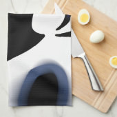 Dieptelading: Abstract Zwart, Wit & Blauw Theedoek (Quarter Fold)