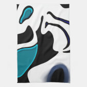 Dieptelading: Abstract Zwart, Wit & Blauw Theedoek (Verticaal)