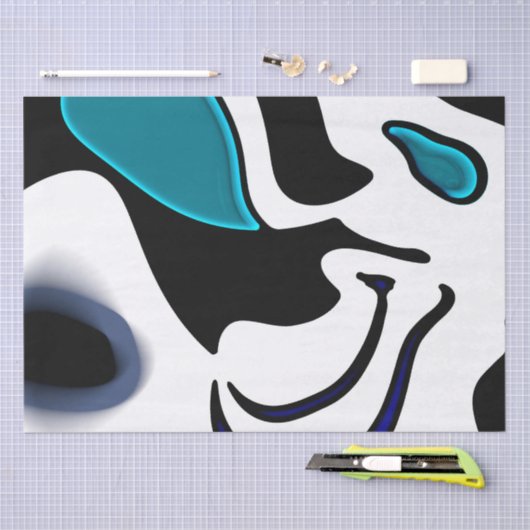 Dieptelading: Abstract Zwart, Wit & Blauw Tissuepapier (Craft)