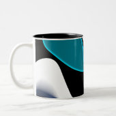 Dieptelading: Abstract Zwart, Wit & Blauw Tweekleurige Koffiemok (Links)