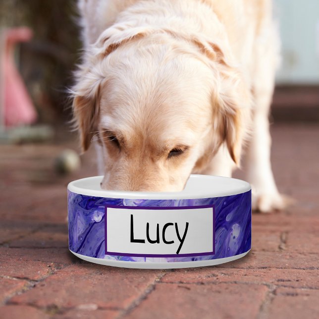 Diepten van Paarse Galaxy Acryl Fluid Giet Pet Voerbakje (This contemporary purple marble artwork is on-trend and provides a decor reminiscent of a galaxy.)