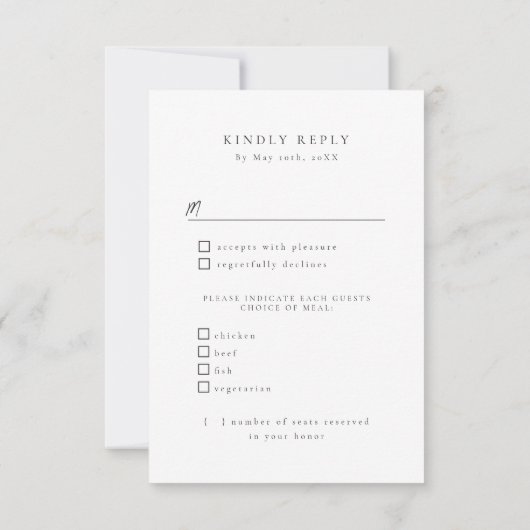 Diepvriesbloem bruiloft maaltijd keuzes RSVP (Achterkant)